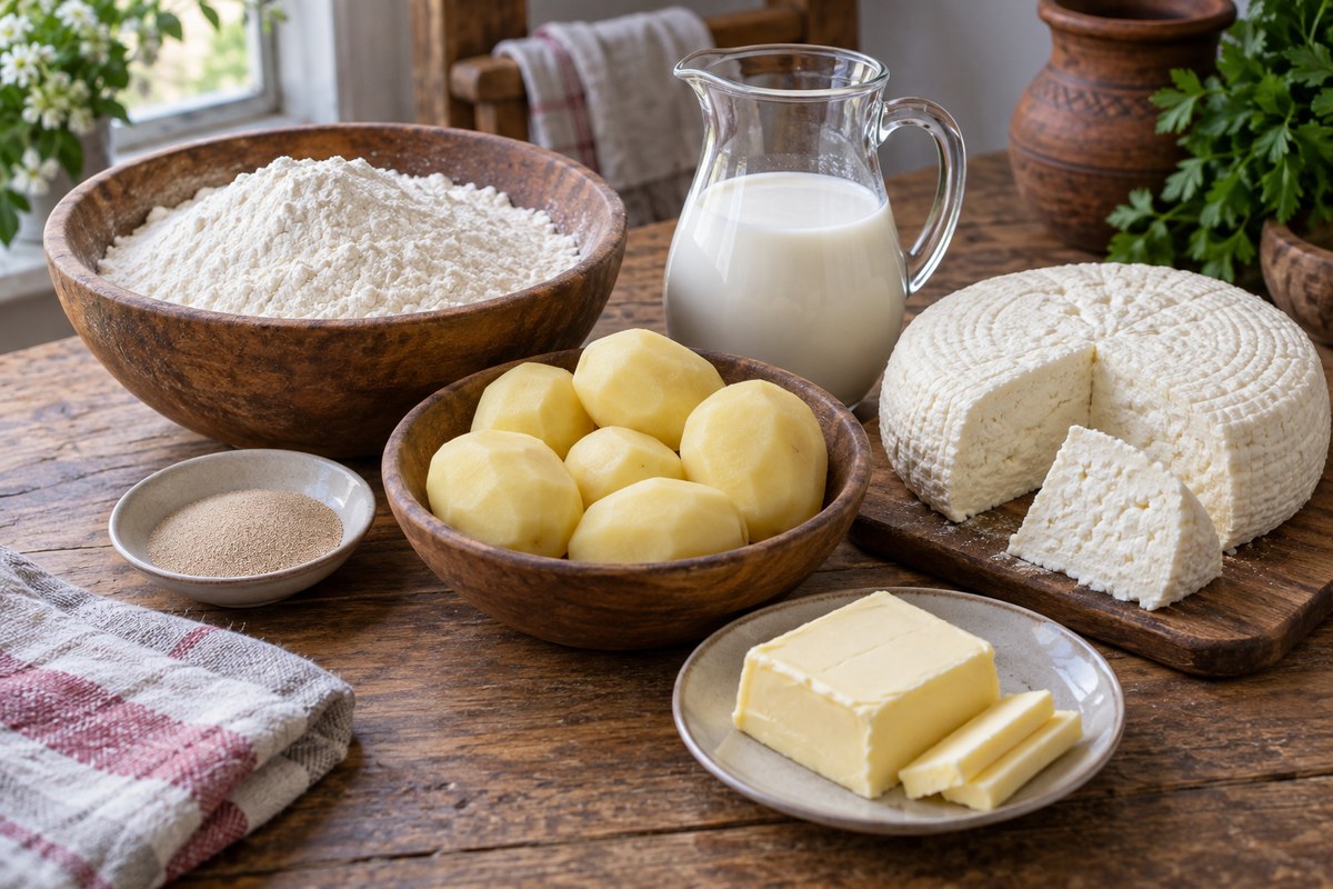 Ингредиенты для осетинского пирога с картофелем и сыром