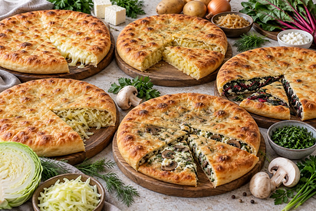 Ассортимент осетинских пирогов с начинками без мяса