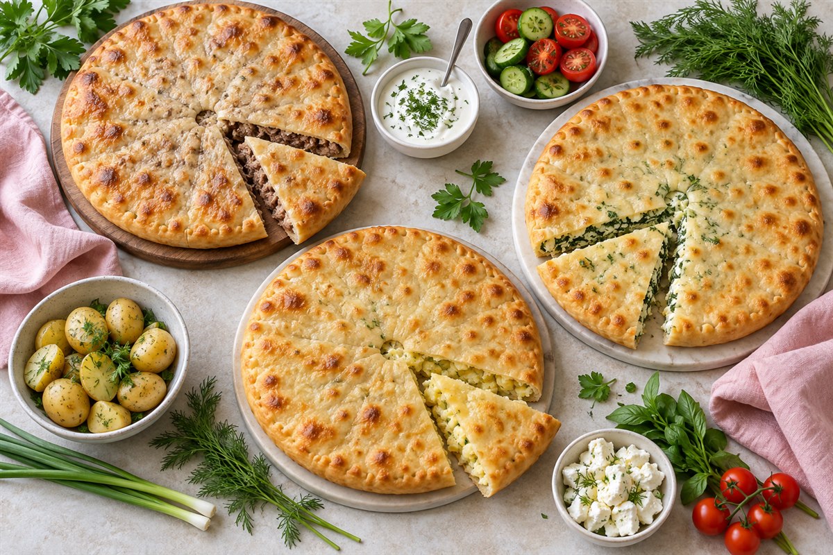 Мясной, сырный и овощной осетинские пироги для девичника